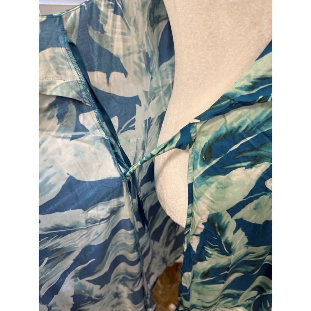 Gianni Bini Tropical Midi Wrap Dress Women Size Medium Aqua Summer Beach Cruise - Picture 14 of 16